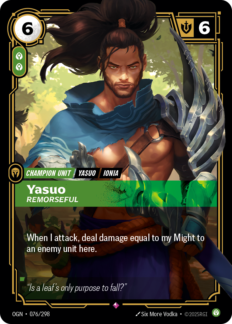 Yasuo - Remorseful - Riftbound TCG Card