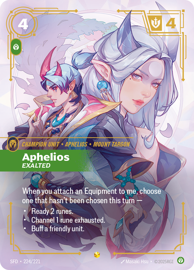 Aphelios - Exalted (Overnumbered) - Riftbound TCG Card