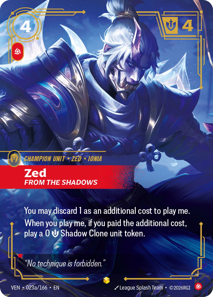 Zed, From the Shadows (Alternate Art) (Foil) - Riftbound Vendetta