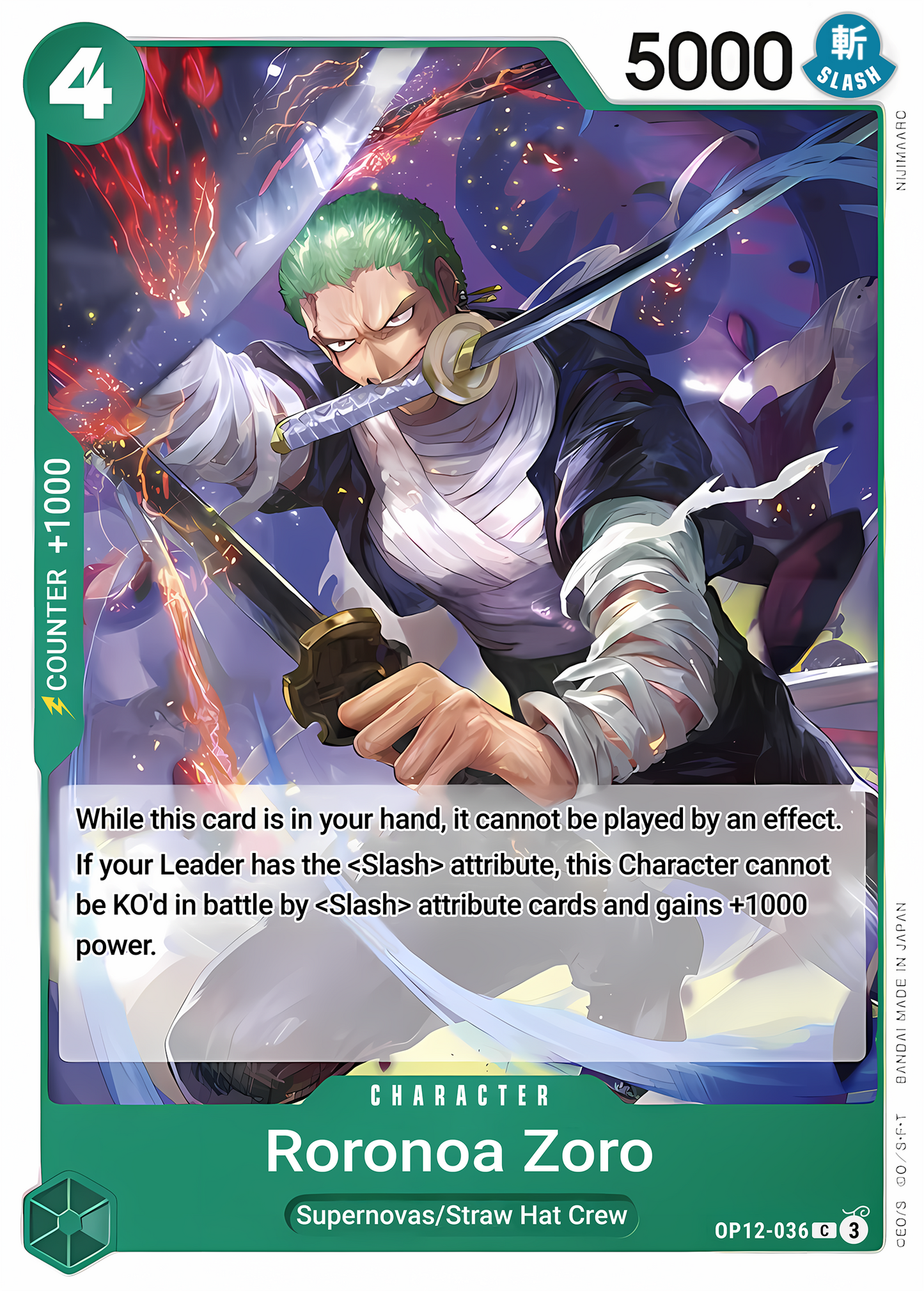 Roronoa Zoro - OP12-036 (Zoro Deck) - One Piece TCG Card