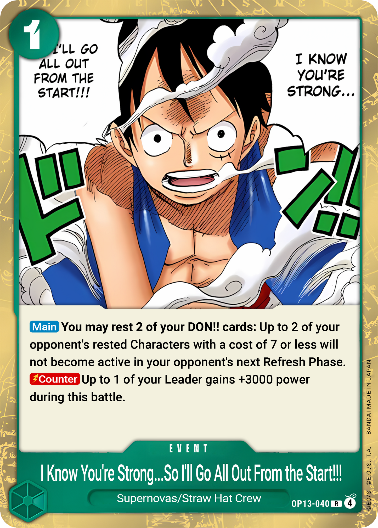 I Know You're Strong... So I'll Go All Out from the Very Start!!! (Foil) - One Piece TCG Card