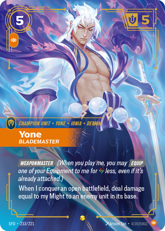 Yone - Blademaster (Overnumbered) - Riftbound TCG Card