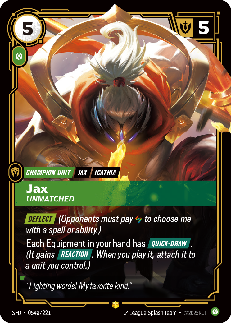 Jax - Unmatched (Alternate Art) - Riftbound TCG Card