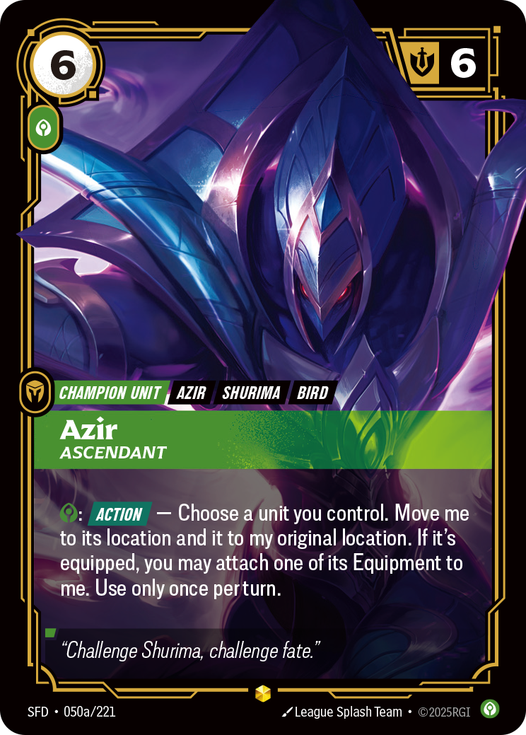Azir - Ascendant (Alternate Art) - Riftbound TCG Card