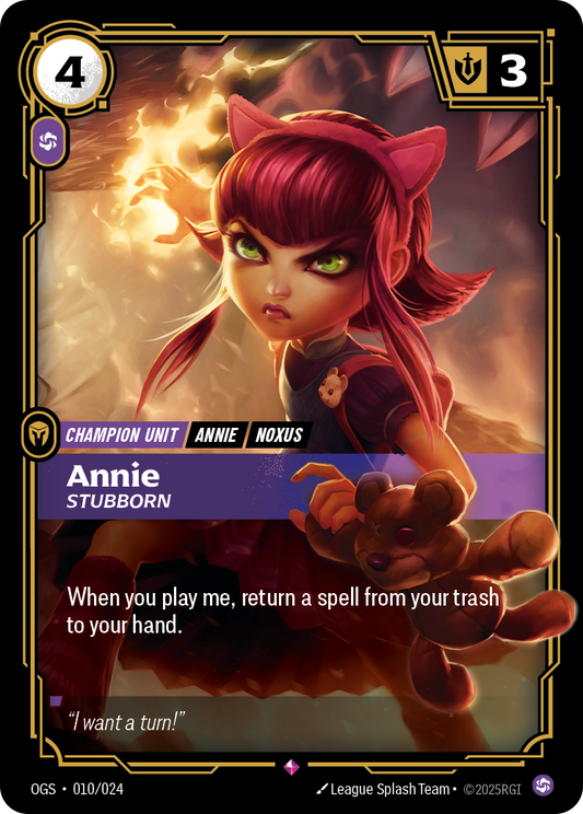 Annie - Stubborn - Riftbound TCG Card
