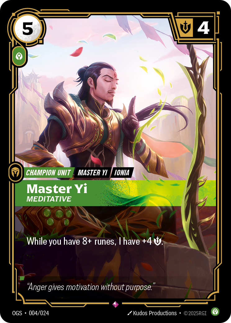 Master Yi - Meditative - Riftbound TCG Card