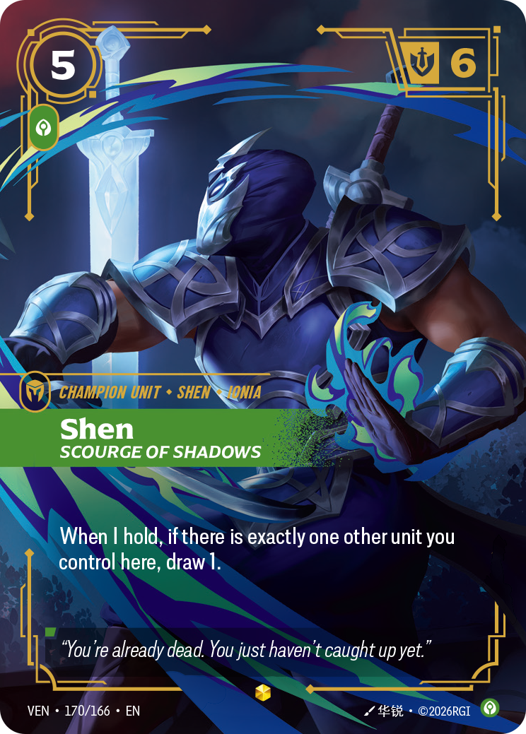 Shen, Scourge of Shadows (Overnumbered) (Foil) - Riftbound Vendetta