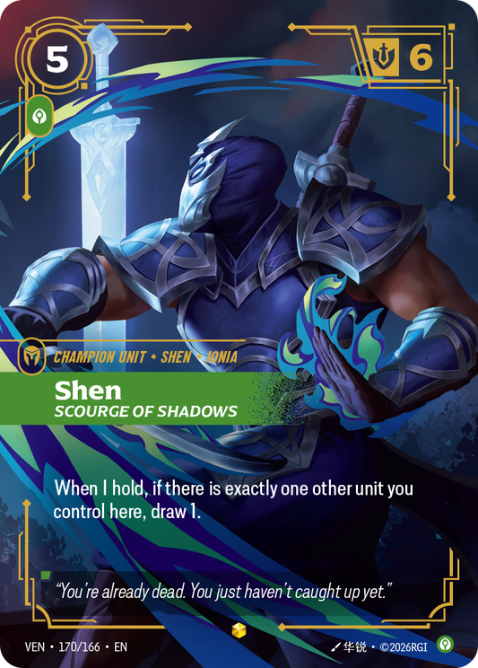 Shen, Scourge of Shadows (Overnumbered) (Foil) - Riftbound Vendetta