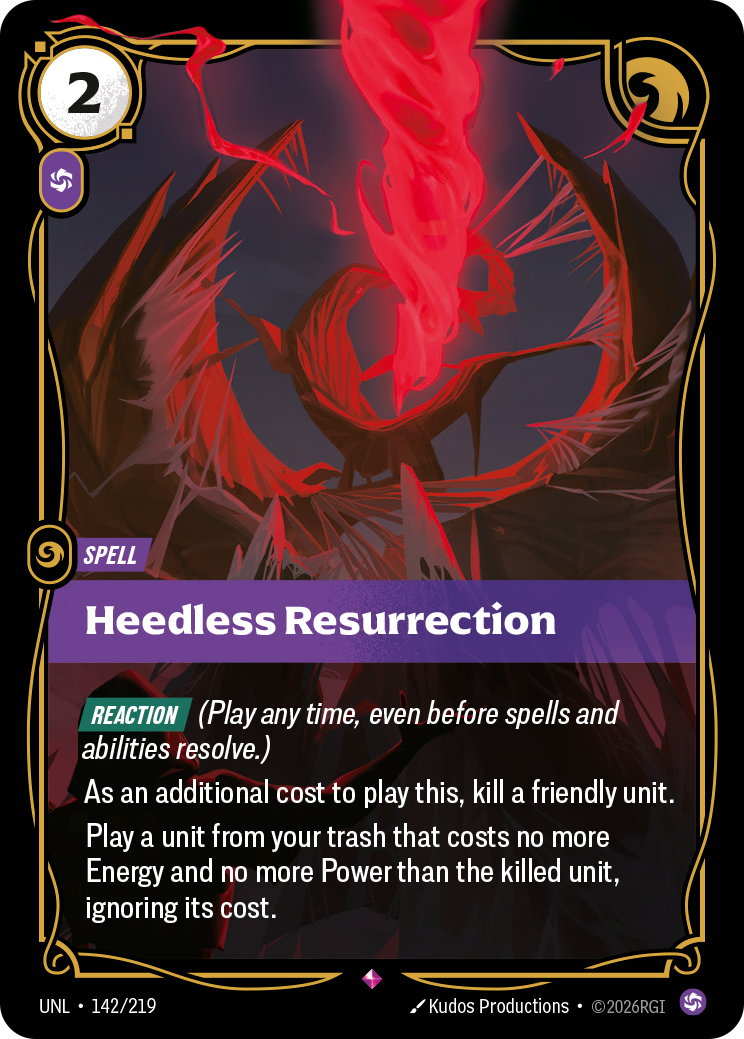 Heedless Resurrection - Riftbound TCG Card
