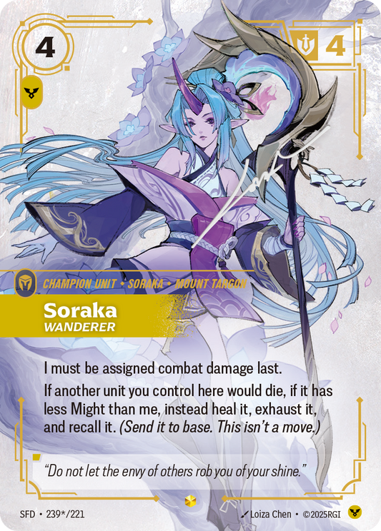 Soraka - Wanderer (Signature) - Riftbound TCG Card