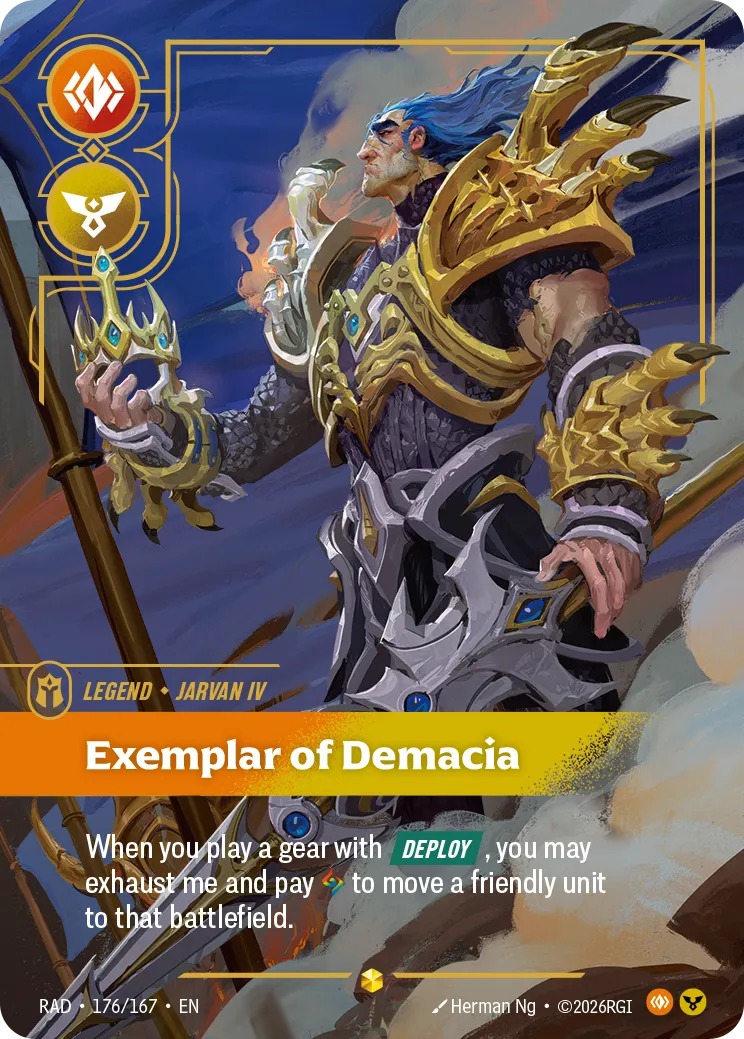 Jarvan IV, Exemplar of Demacia (Overnumbered) (Foil) - Riftbound Radiance