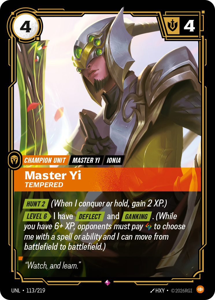 Master Yi - Tempered - Riftbound TCG Card