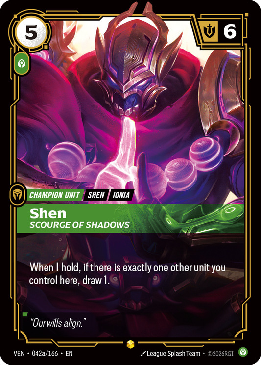 Shen, Scourge of Shadows (Alternate Art) (Foil) - Riftbound Vendetta