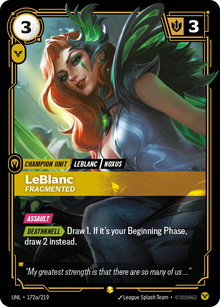 LeBlanc - Fragmented (Alternate Art) - Riftbound TCG Card