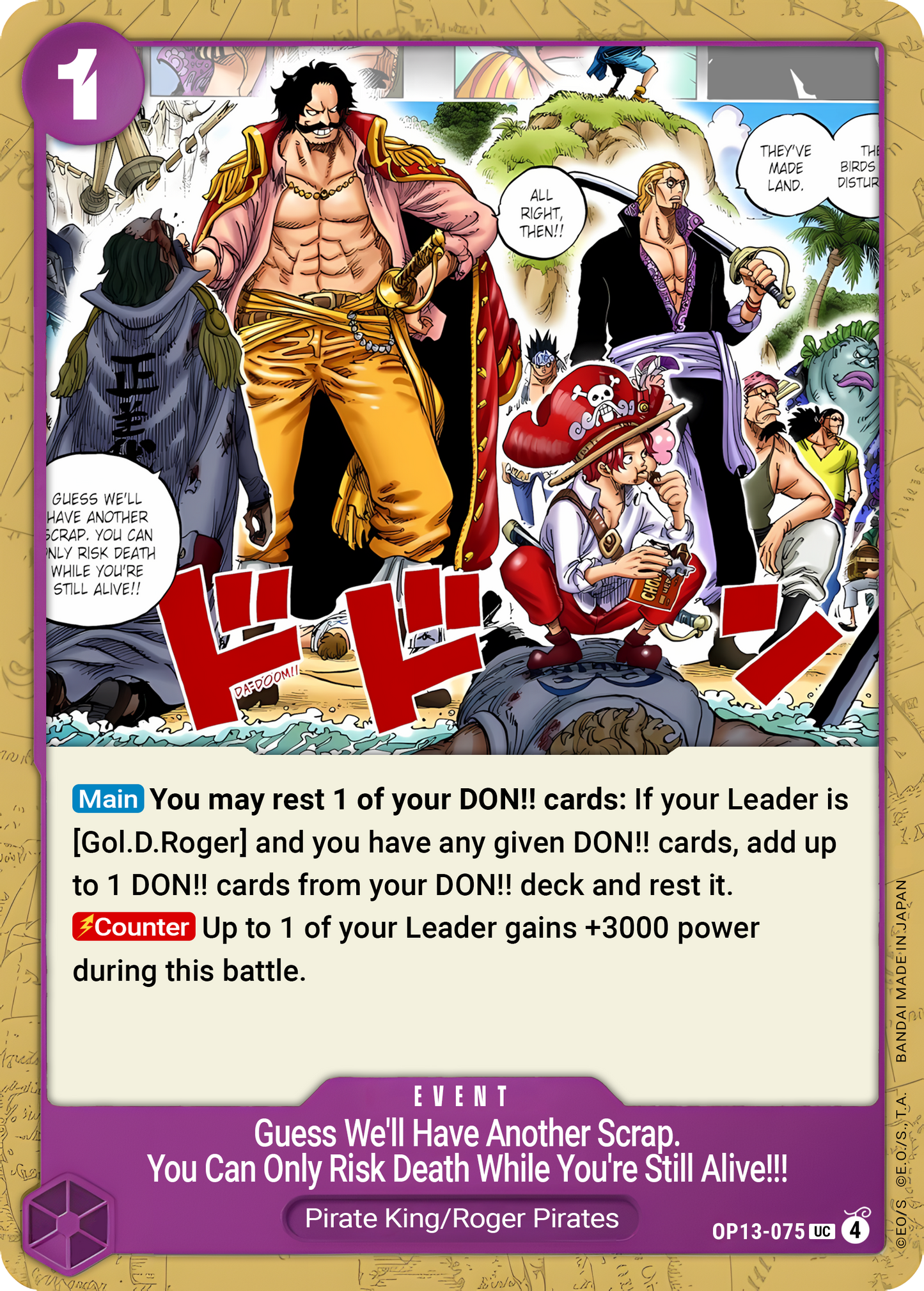 Guess We'll Have Another Scrap. You Can Only Risk Death While You're Still Alive!! - One Piece TCG Card