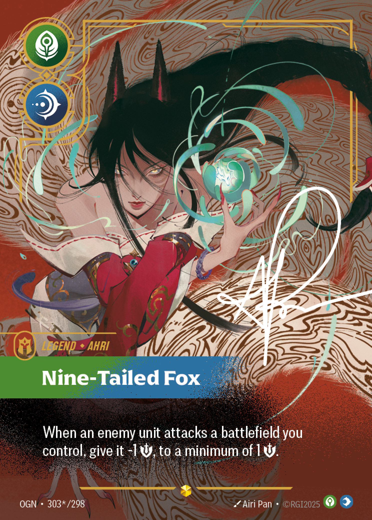 Ahri - Nine-Tailed Fox (Signature) - Riftbound TCG Card