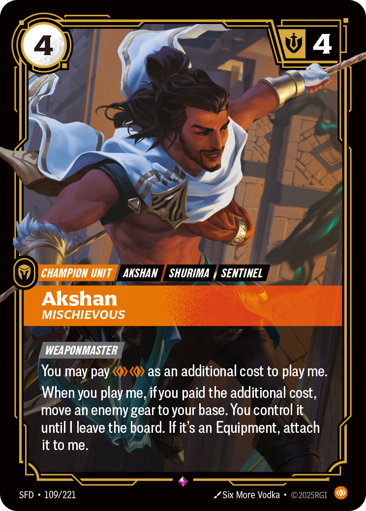 Akshan - Mischievous - Riftbound TCG Card